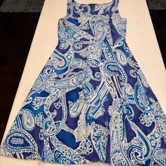 Lauren Ralph Lauren Women’s Blue & White Paisley Dress Sz P/P  Sleeveless. - Picture 7 of 11